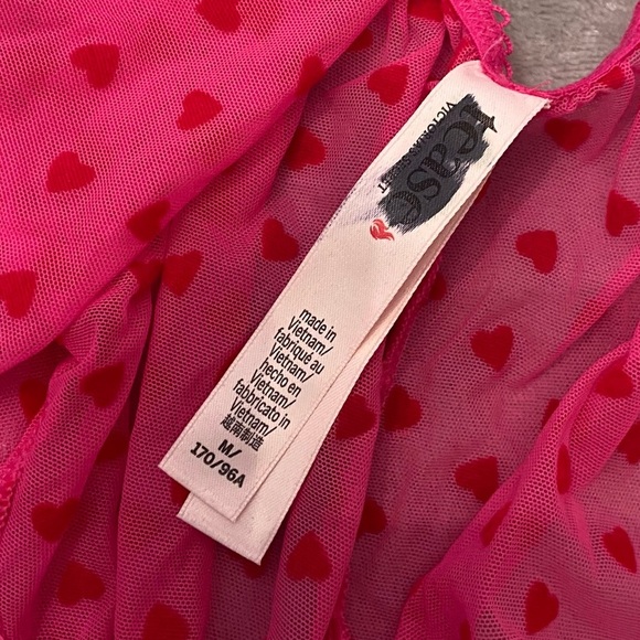 New! Victoria’s Secret Tease Mini Hearts Flocked Mesh Romper 4298 - Picture 6 of 8